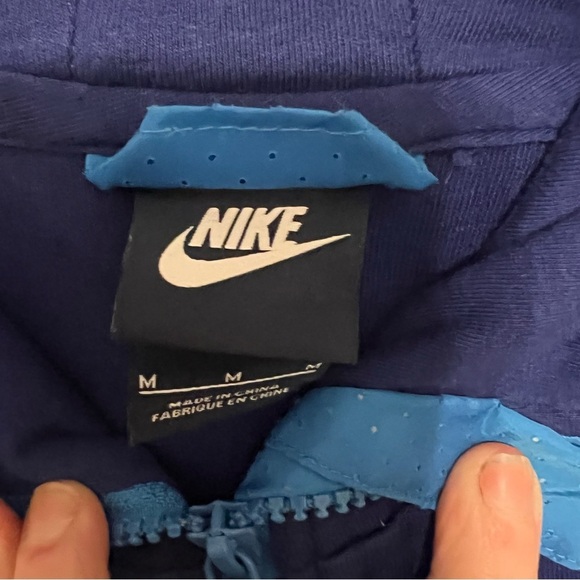 Nike‎ Blue Purple Full Zip Long Hoodie Varsity Stripe 
Workout Gym Running M - Picture 5 of 16